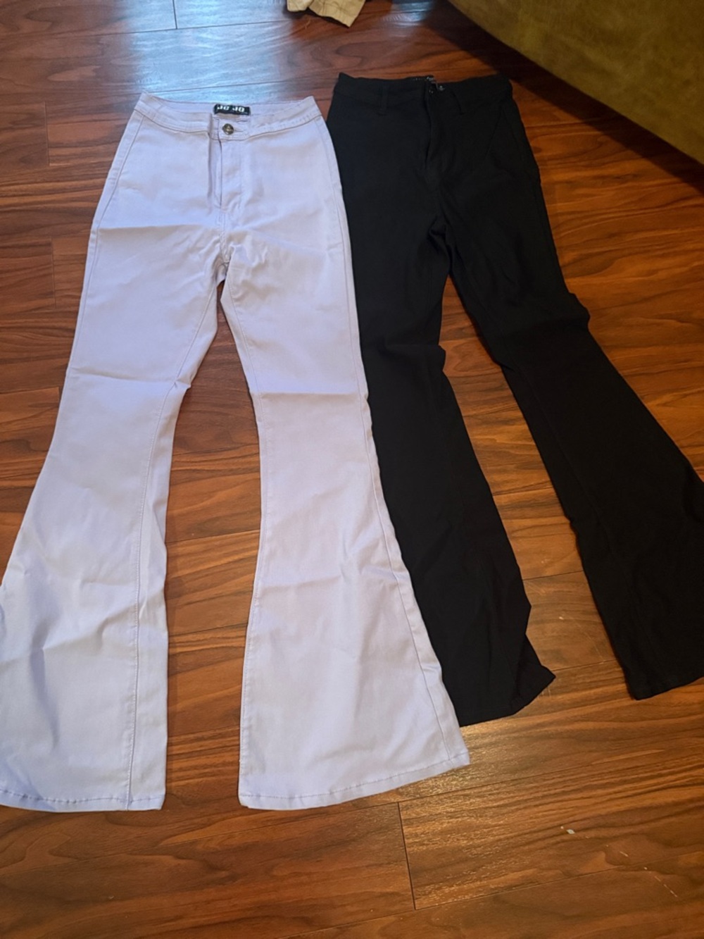 High-Waist Flare Jeans — Lavender and Black